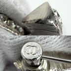 Chanel Brooch CC Logo Rhinestone Silver — view 5