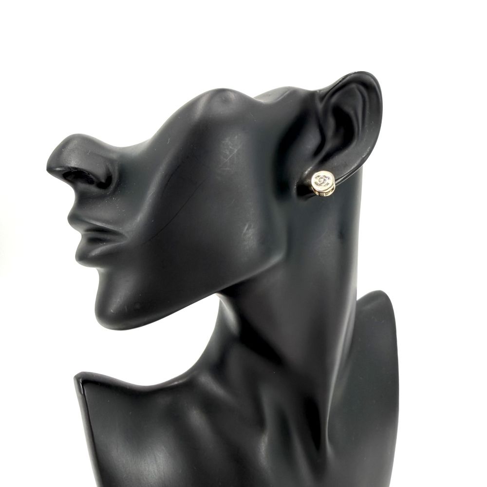 Chanel Earrings CC Logo Brass Rhinestone — view 2