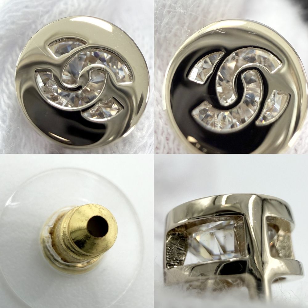 Chanel Earrings CC Logo Brass Rhinestone — view 4