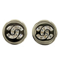 Chanel Earrings CC Logo Brass Rhinestone
