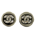 Chanel Earrings CC Logo Brass Rhinestone