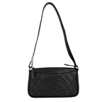 Chanel Shoulder Bag CC Logo Quilted Leather Black Silver