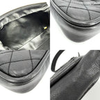 Chanel Shoulder Bag CC Logo Quilted Leather Black Silver — view 6