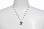 Chanel CC Logo Black Rhinestone Necklace Metal Gold — view 7