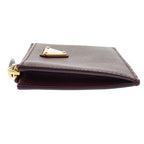 Prada Saffiano Triangle Card Case Bordeaux Burgundy Gold Genus — view 6