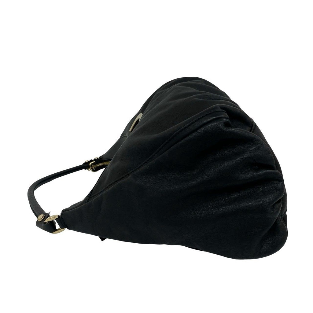 Gucci Log Leather One Shoulder Bag Tote Black — view 5