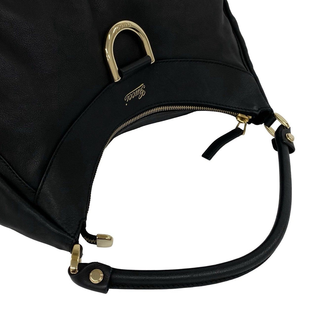 Gucci Log Leather One Shoulder Bag Tote Black — view 4