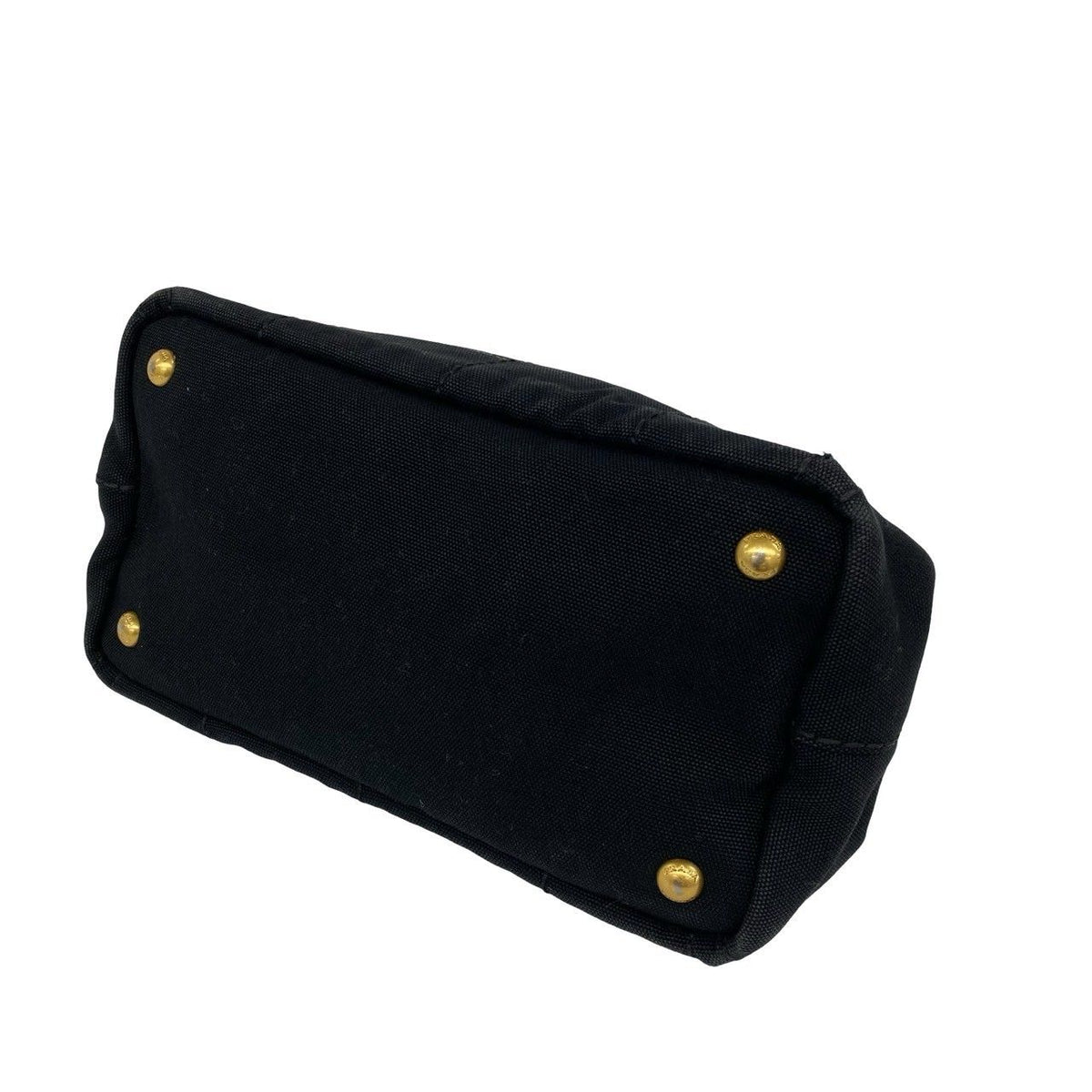 Prada Canapa Logo Print Canvas 2-Way Shoulder Bag Mini Tote Black — view 8