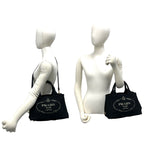 Prada Canapa Logo Print Canvas 2-Way Shoulder Bag Mini Tote Black — view 2