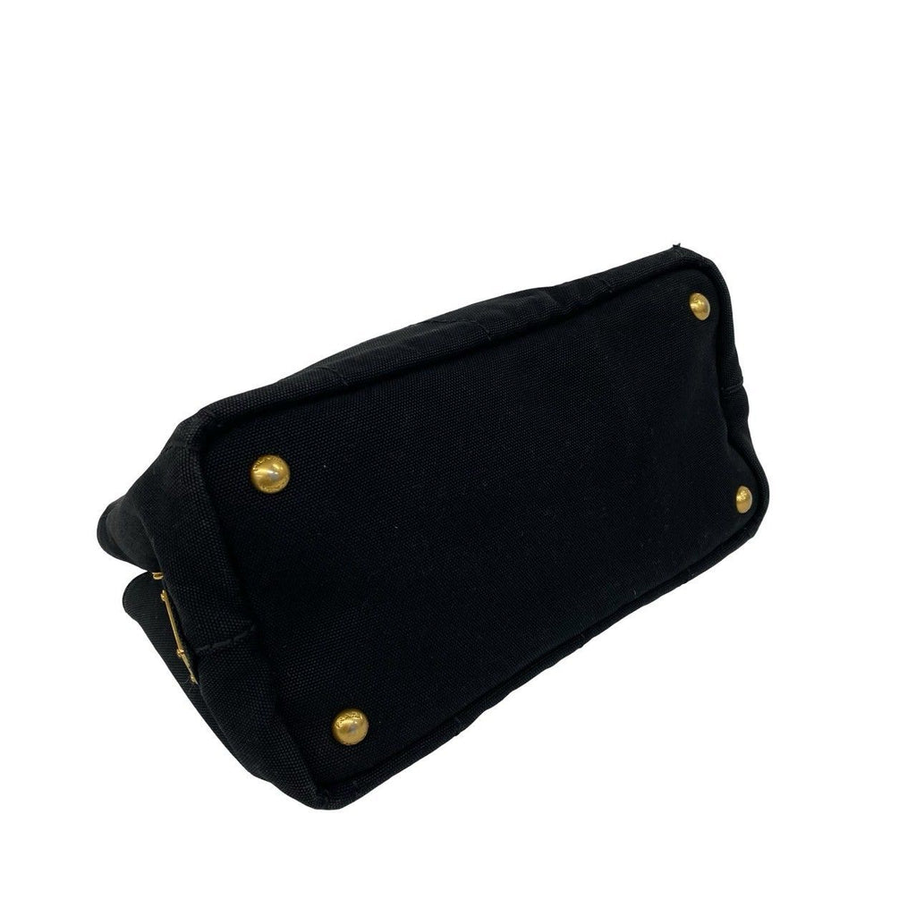 Prada Canapa Logo Print Canvas 2-Way Shoulder Bag Mini Tote Black — view 7