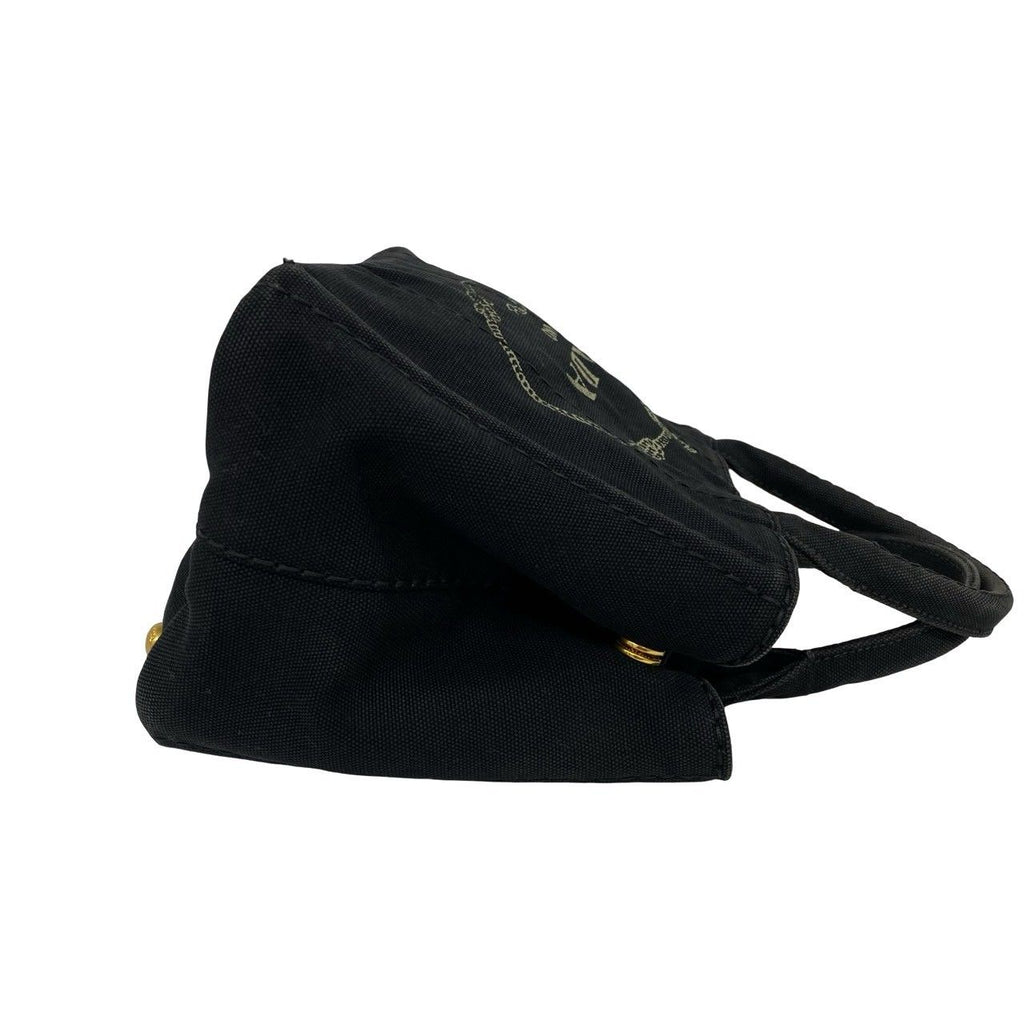 Prada Canapa Logo Print Canvas 2-Way Shoulder Bag Mini Tote Black — view 6