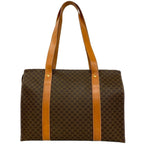 Celine Vintage Macadam Blason Leather Tote Shoulder Bag Brown — view 3