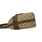 Gucci Logo GG Pattern Canvas Leather Shoulder Bag Tote Brown — view 5