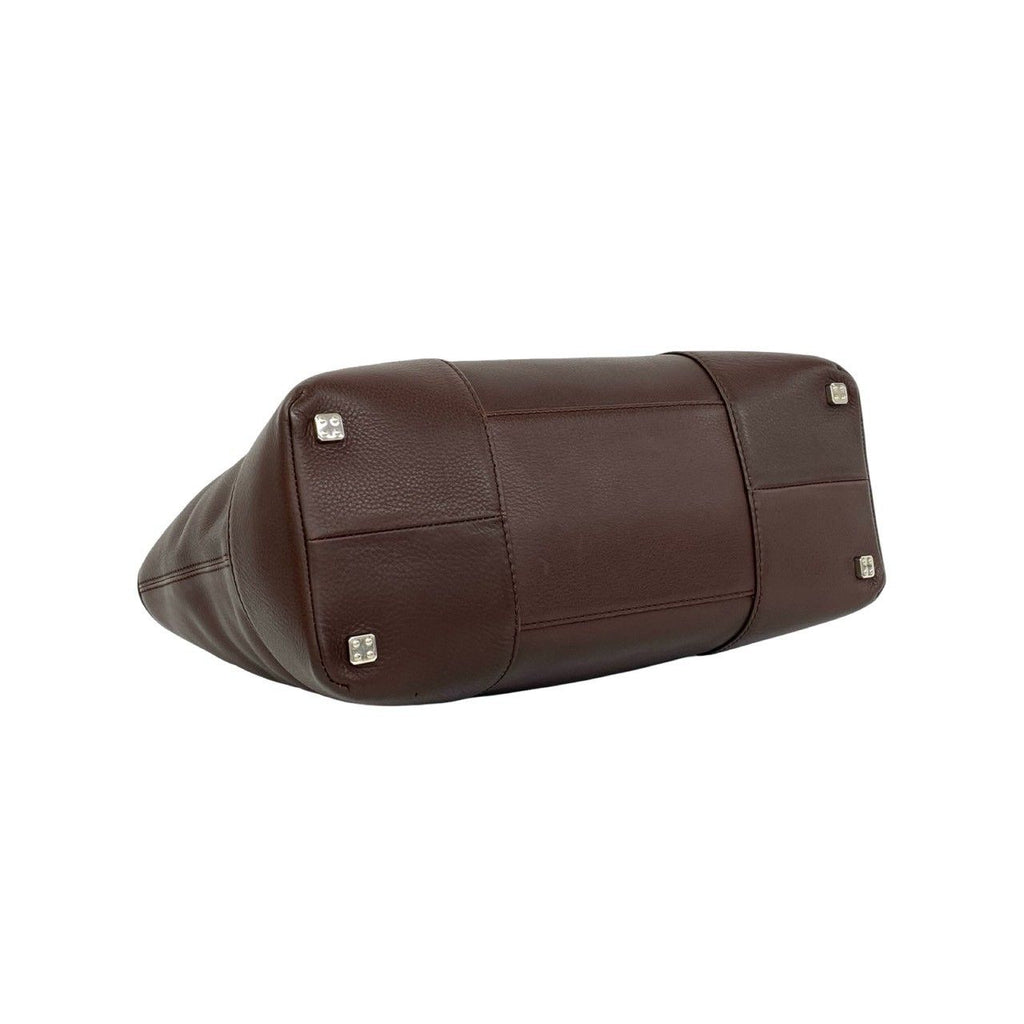 Loewe With Key Fusta Anagram Log Leather Mini Tote Boston Bag Brown — view 7