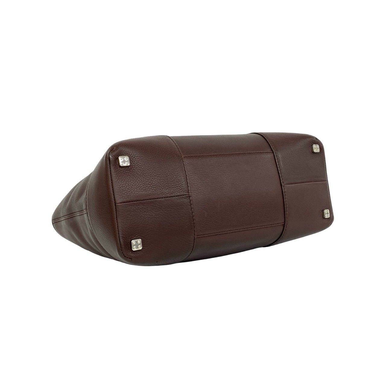 Loewe With Key Fusta Anagram Log Leather Mini Tote Boston Bag Brown — view 7