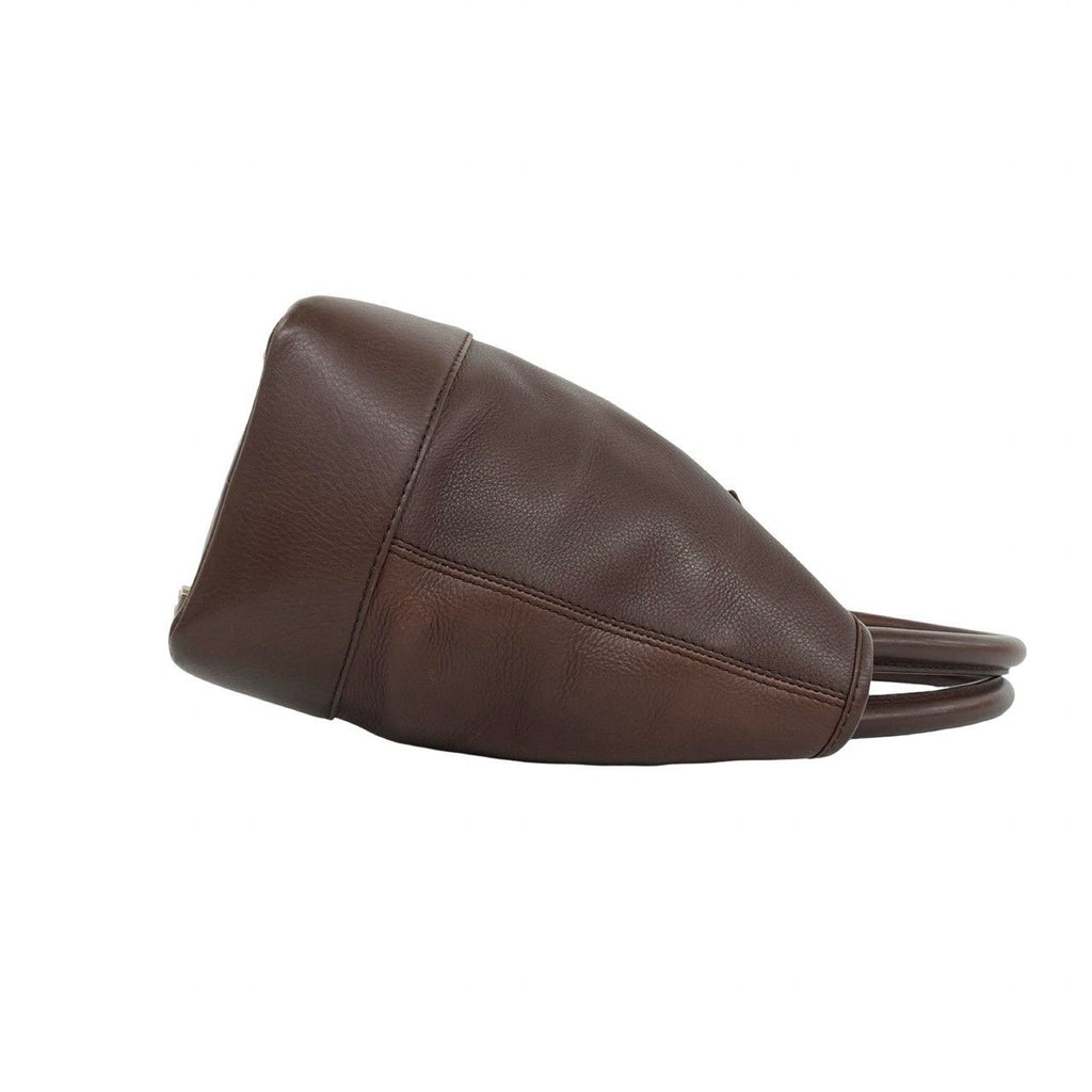 Loewe With Key Fusta Anagram Log Leather Mini Tote Boston Bag Brown — view 6