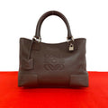 Loewe With Key Fusta Anagram Log Leather Mini Tote Boston Bag Brown