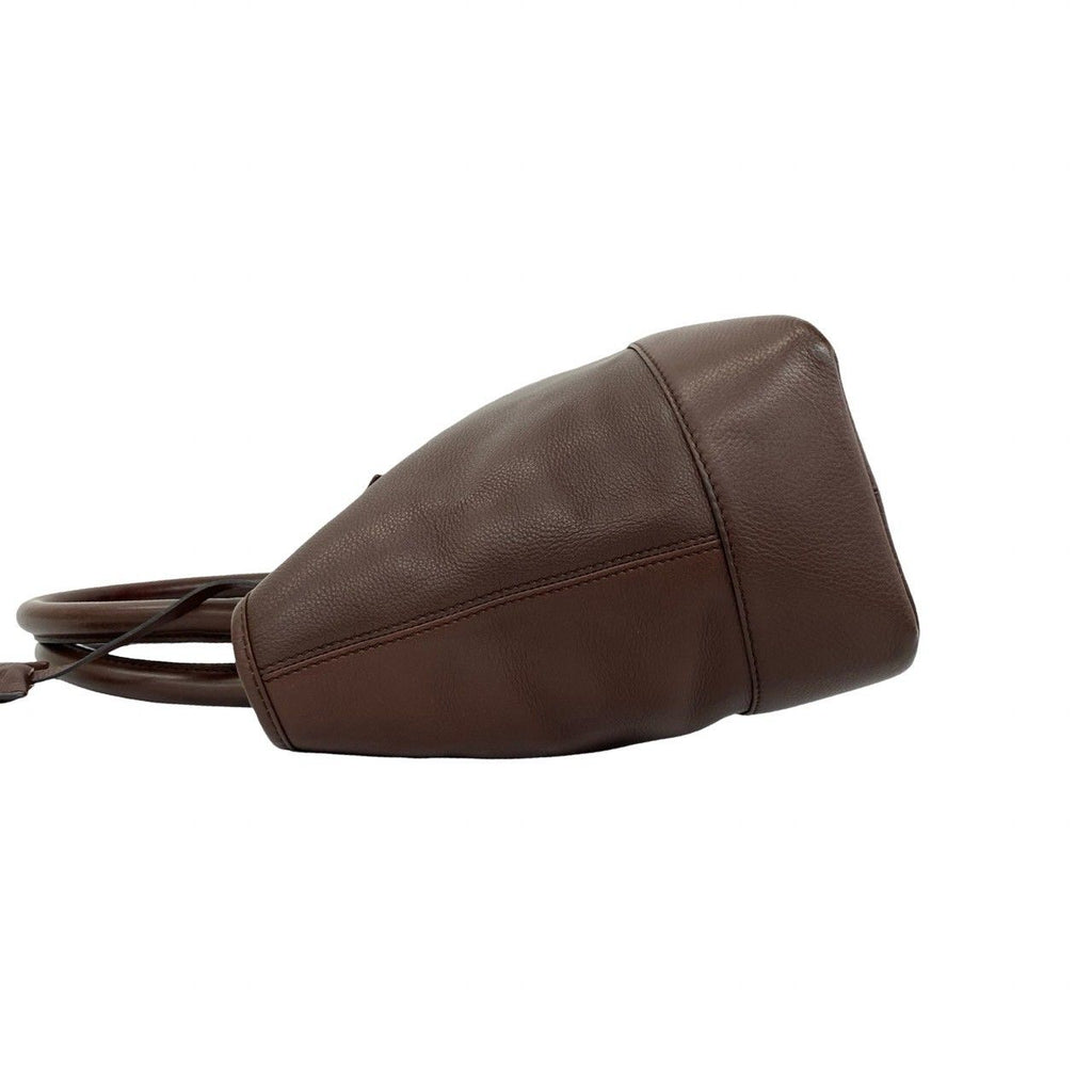 Loewe With Key Fusta Anagram Log Leather Mini Tote Boston Bag Brown — view 5