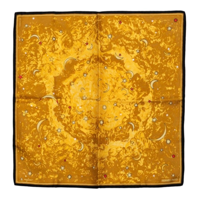 Hermes Carre 45 Petit L'annee Des Etoiles Age of Stars Scarf Brown Black