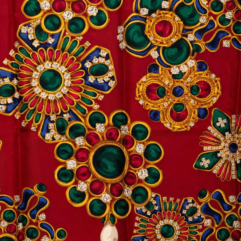 Chanel Scarf Red Multicolor Silk — view 3