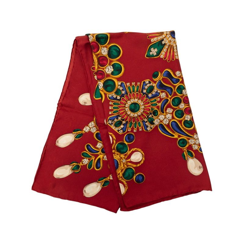 Chanel Scarf Red Multicolor Silk — view 2