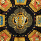 Hermes Carre 90 Poste Et Cavalerie Saber Bag Scarf Black Silk — view 3