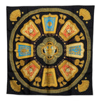 Hermes Carre 90 Poste Et Cavalerie Saber Bag Scarf Black Silk