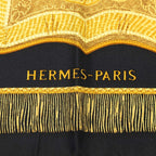 Hermes Carre 90 Poste Et Cavalerie Saber Bag Scarf Black Silk — view 6