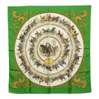 Hermes Carre 90 la Promenade de Longchamps Walkway to Ron Chien Scarf Green