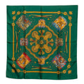 Hermes Carre 90 les Tambours Drum Scarf Green Multicolor Silk