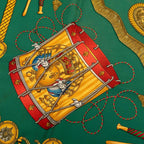 Hermes Carre 90 les Tambours Drum Scarf Green Multicolor Silk — view 5