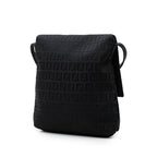 Fendi Zucchino Shoulder Bag Black Canvas Leather — view 2