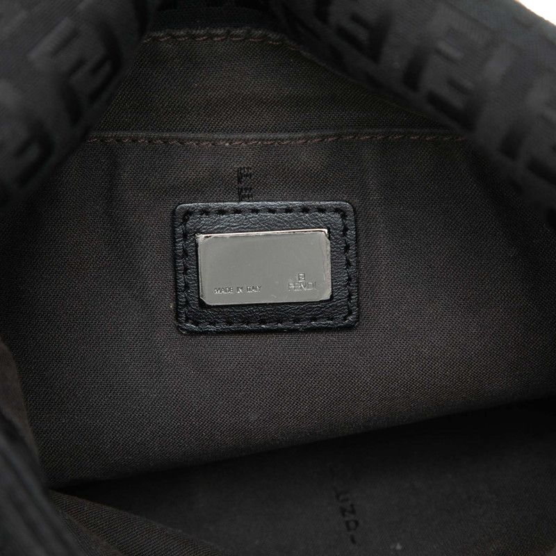 Fendi Zucchino Shoulder Bag Black Canvas Leather — view 7