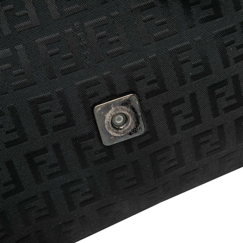 Fendi Zucchino Shoulder Bag Black Canvas Leather — view 5