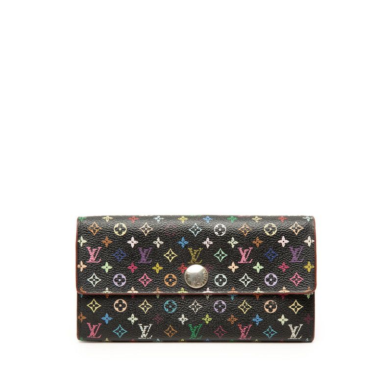 Louis Vuitton Monogram Multicolor Portefeuille Sarah Wallet Noir Leather