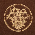 Hermes Logo Scarf Brown Cashmere Wool — view 3