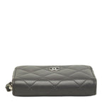 Chanel Quilted CC Logo Coin Purse Gray Lambskin — view 3