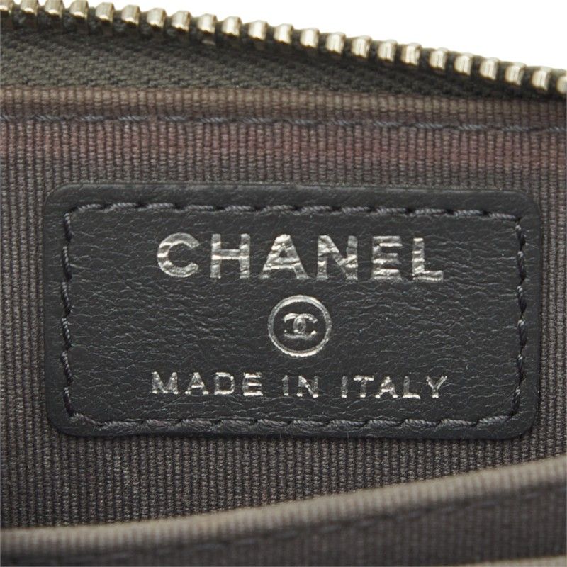 Chanel Quilted CC Logo Coin Purse Gray Lambskin — view 7