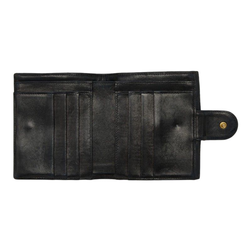 Chanel CC Logo Bicolor Bifold Wallet Black Leather — view 6