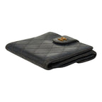 Chanel CC Logo Bicolor Bifold Wallet Black Leather — view 4