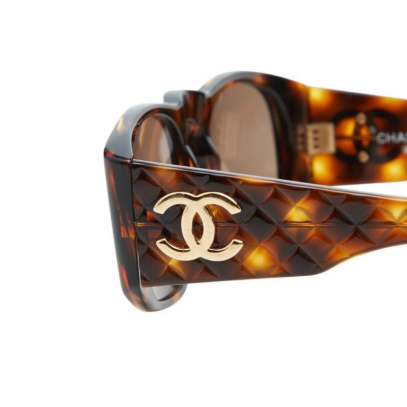 Chanel CC Logo Sunglasses Brown Acetate Eyewear — view 4