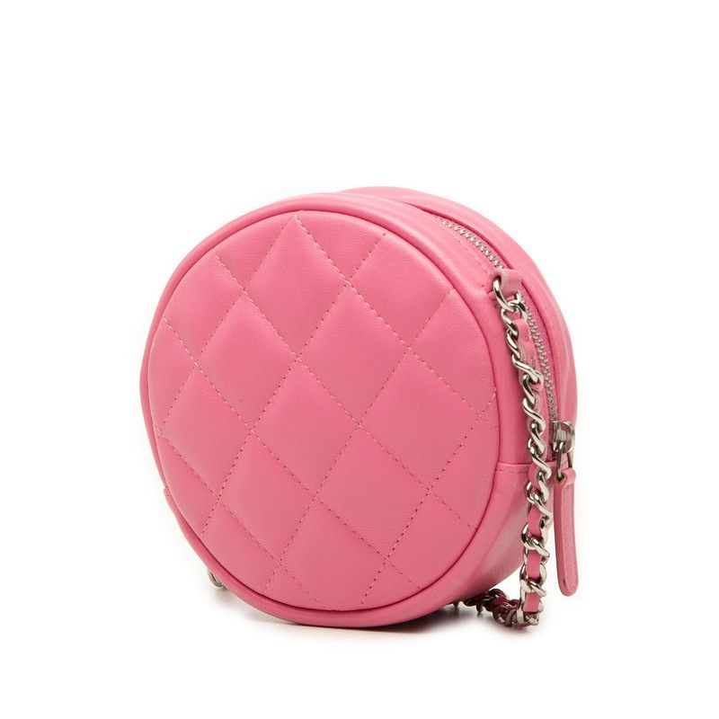 Chanel Quilted CC Logo Crossbody Chain Shoulder Bag Pink Lambskin — view 2