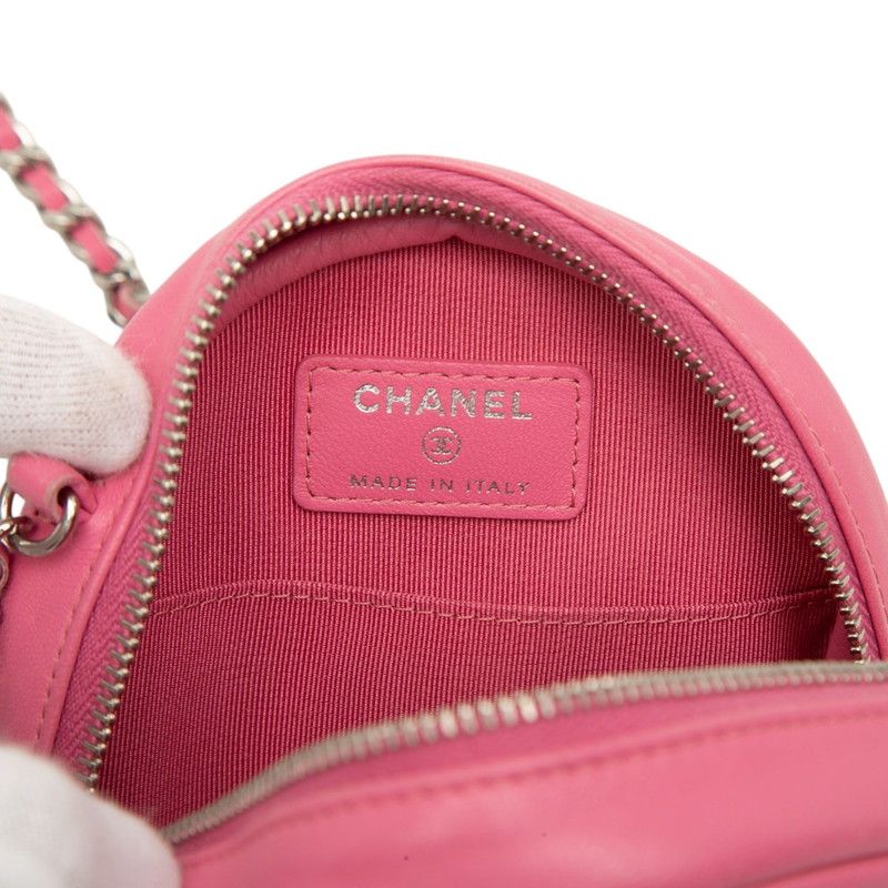 Chanel Quilted CC Logo Crossbody Chain Shoulder Bag Pink Lambskin — view 5