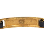 Chanel Logo Plate Vintage Bracelet Gold Black Plated Leather — view 5