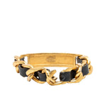 Chanel Logo Plate Vintage Bracelet Gold Black Plated Leather — view 3