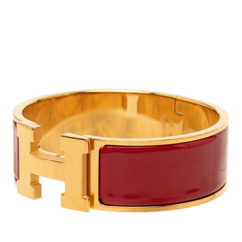 Hermes Clic Clac PM Bracelet Gold Red Plated Enamel — view 2