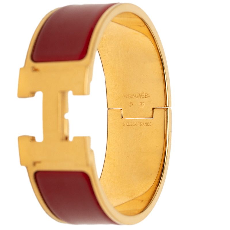 Hermes Clic Clac PM Bracelet Gold Red Plated Enamel — view 5
