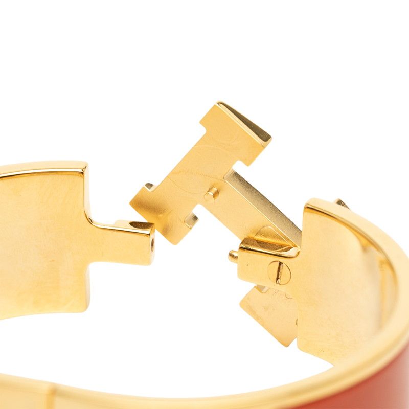 Hermes Clic Clac PM Bracelet Gold Orange Plated Enamel — view 4