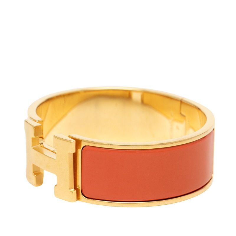 Hermes Clic Clac PM Bracelet Gold Orange Plated Enamel — view 2
