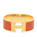 Hermes Clic Clac PM Bracelet Gold Orange Plated Enamel